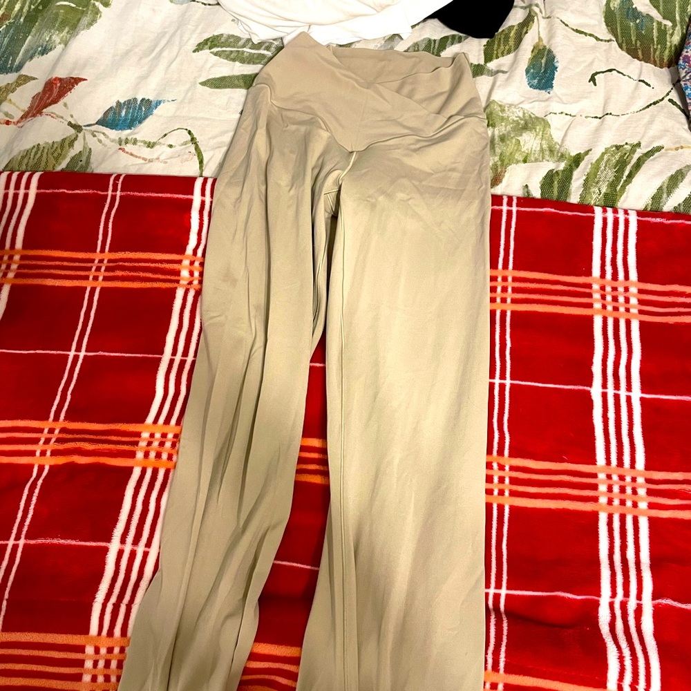 crossover tan leggings